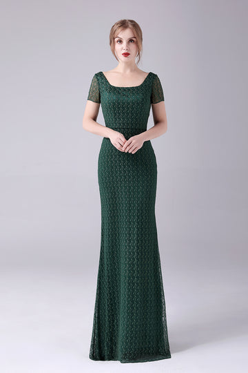 Dark Green Mermaid Square Neck Floor-Length Mother Of the Bride Dress